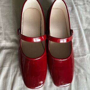 Red Patent Leather Mary Jane Shoes